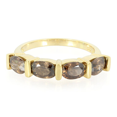 Anello placcato in oro con Zircone Cannella
