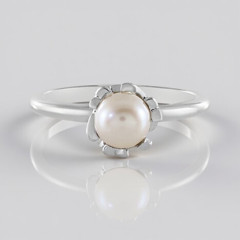 Anello in argento con Perla d'Acqua Dolce Color Crema