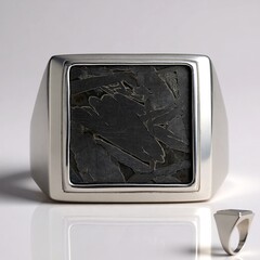 Anello in argento con Meteoriti di Aletai
