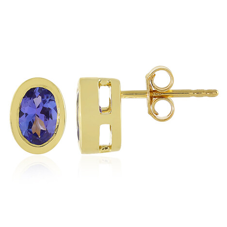 Gouden oorbellen met AAA tanzanieten