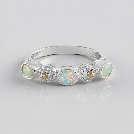 Anello in argento con Opale di Welo (Granulieren)