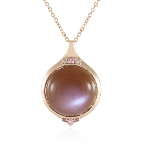 Collar en plata con Piedra de luna chocolate (KM by Juwelo)