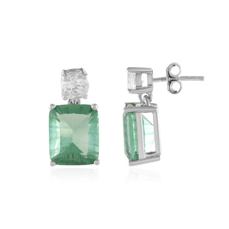 Green Fluorite Silver Earrings