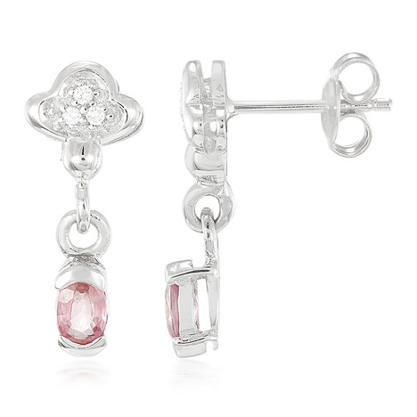 Pendientes en plata con Zafiro Padparadscha