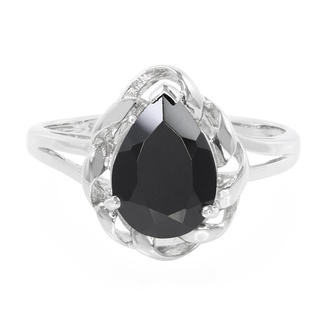 Black Spinel Silver Ring