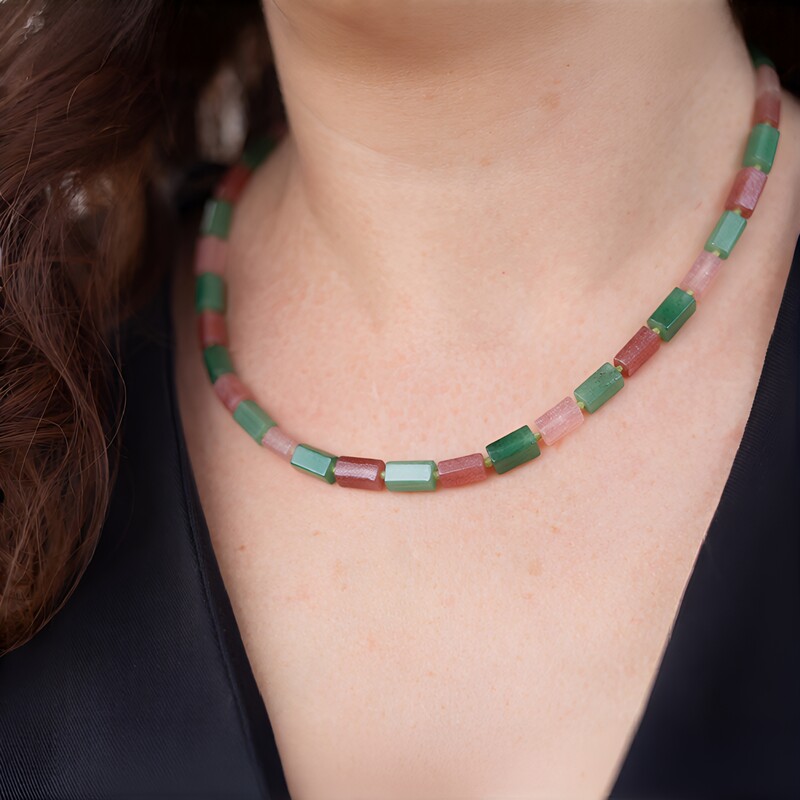 Collier en argent et Quartz Fraise