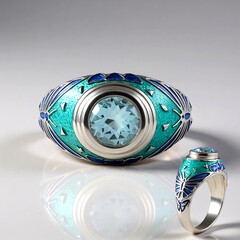 Anello in argento con Topazio Blu Cielo (Adela Silber)