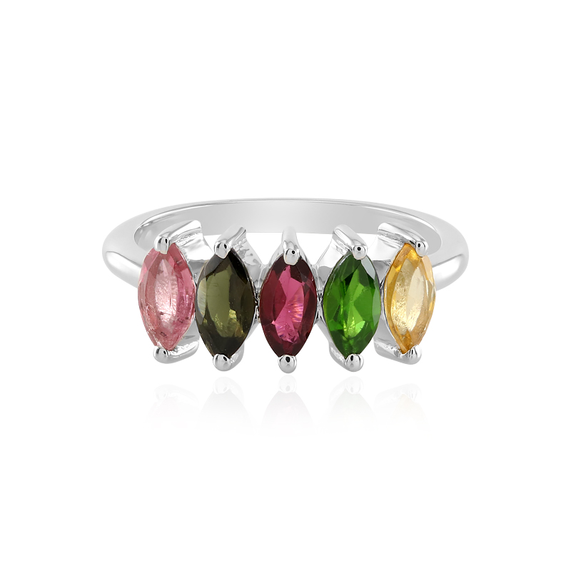 Bracciale con tormalina multicolore | Pietra preziosa in argento sterling