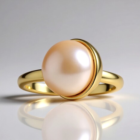 Anello in argento con Perla d'Acqua Dolce Arancione (TPC)