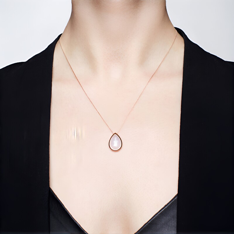 Rose Quartz Silver Pendant (MONOSONO COLLECTION)