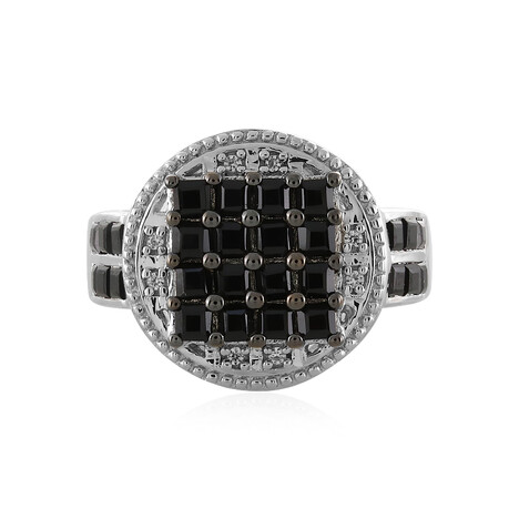 Zilveren ring met zwarte spinelstenen