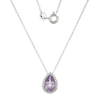 Collier en argent et Améthyste Rose de France