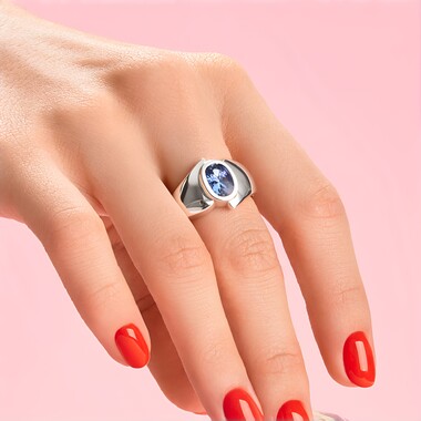 Unheated Tanzanite Silver Ring (Pallanova)