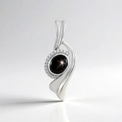 Ciondolo in argento con Zaffiro Stellato Nero (de Melo Essence)