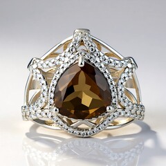 Anello in argento con Quarzo Fumè