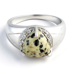 Anello da uomo in argento con Diaspro Dalmata