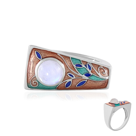 Bague en argent et Pierre de lune bleue (Adela Silber)