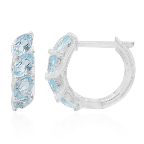 Zilveren oorbellen met hemel-blauwe topaasstenen