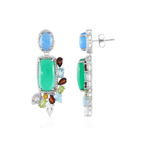 Zilveren oorbellen met Groene onyxen