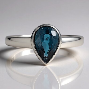 Anillo en plata con Cianita petróleo