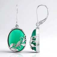 Green Agate Silver Earrings