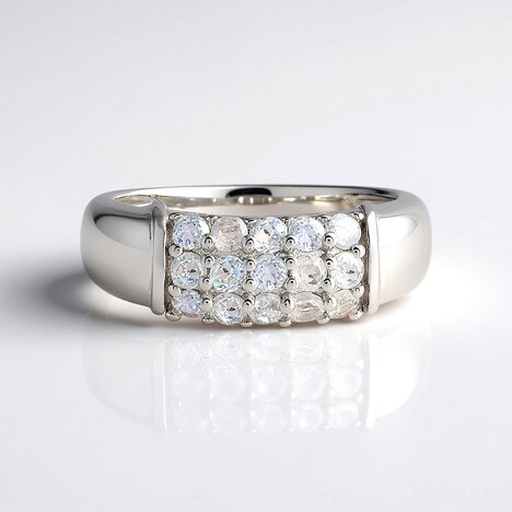 Bague en argent et Pierre de lune bleue (KM by Juwelo)