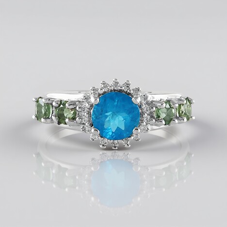 Anello in argento con Apatite Blu Neon