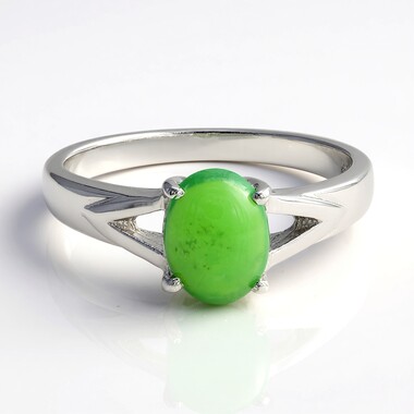Anello in argento con Crisoprasio Imperiale