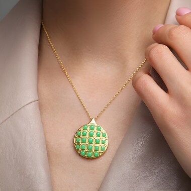 Zilveren halsketting met chrysopraasstenen (KM by Juwelo)