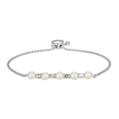 Weiße Süßwasserzuchtperlen-Silberarmband