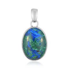 Ciondolo in argento con Malachite Azzurrite (Bali Barong)
