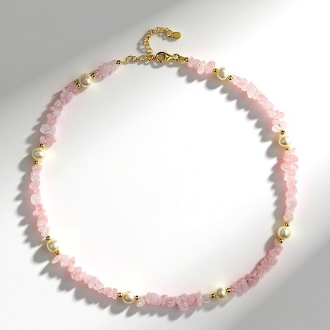Collana in argento con Quarzo Rosa (Riya)