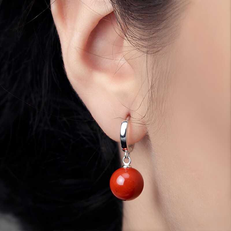 Roter Jaspis-Silberohrringe