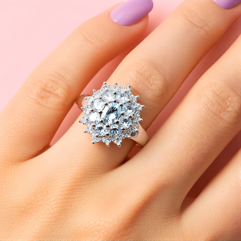 Anillo en plata con Aguamarina de Brasil