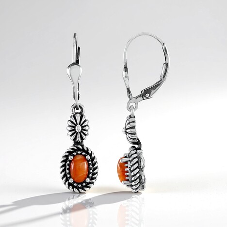 Orecchini in argento con Conchiglia di Ostrica Spinosa Arancione (Desert Chic)