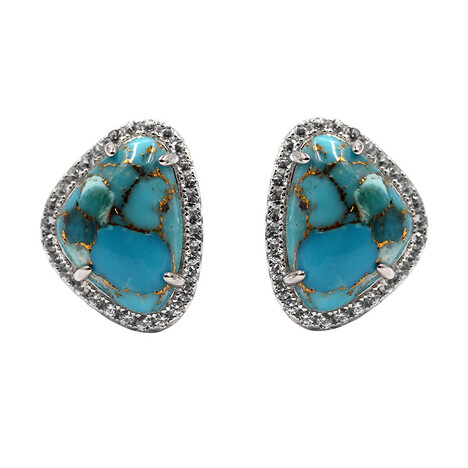 Blue Copper Turquoise Silver Earrings (Faszination Türkis)