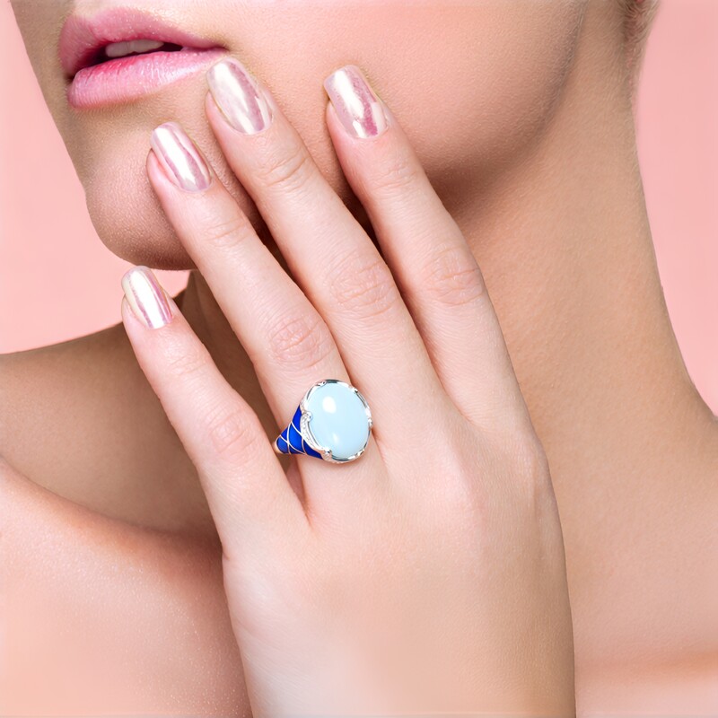 Anello in argento con Calcedonio Blu (Adela Silber)