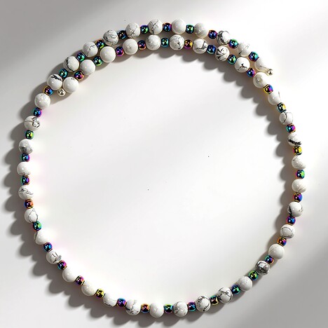 Collana rigida in acciaio con Howlite (Riya)