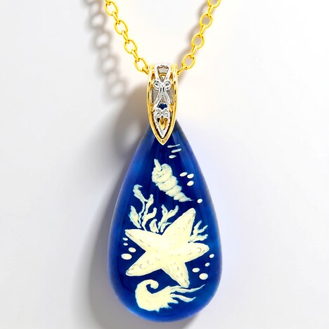 Collier en argent et Ambre bleue (Gems en Vogue)
