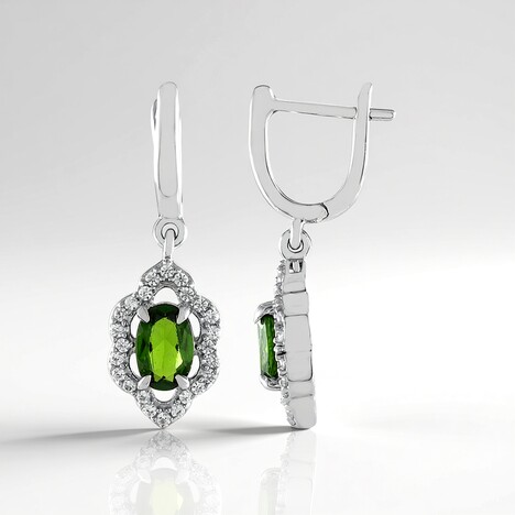 Orecchini in argento con Diopside Russo