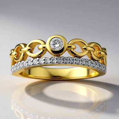 14K IF (D) Diamond Gold Ring (Annette)
