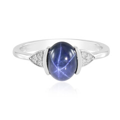 Anillo en plata con Zafiro estrella azul