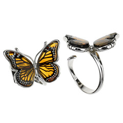 Baltischer Cognac-Bernstein-Silberring