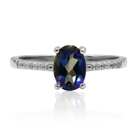 Anillo en plata con Topacio Místico azul