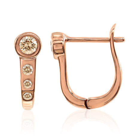 9K SI1 Argyle Rose De France Diamond Gold Earrings (Annette)