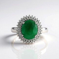 Bague en argent et Béryl couleur émeraude