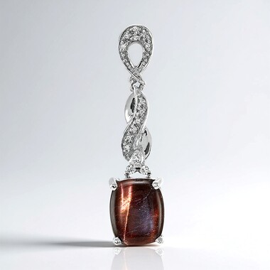 Pendentif en argent et Œil-de-tigre rouge