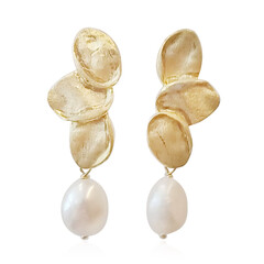 Weiße Süßwasserzuchtperlen-Silberohrringe (Joias do Paraíso)