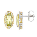 Zilveren oorbellen met Ouro Verde kwartskristallen (Gems en Vogue)