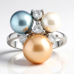 Anillo en plata con Perla durazno Freshwater
